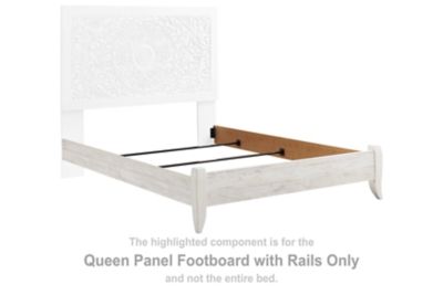 Paxberry - Queen Panel Footboard w/Rails - Whitewash