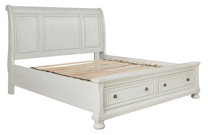 Robbinsdale - Cal King Rails with Roll Slats - Antique White