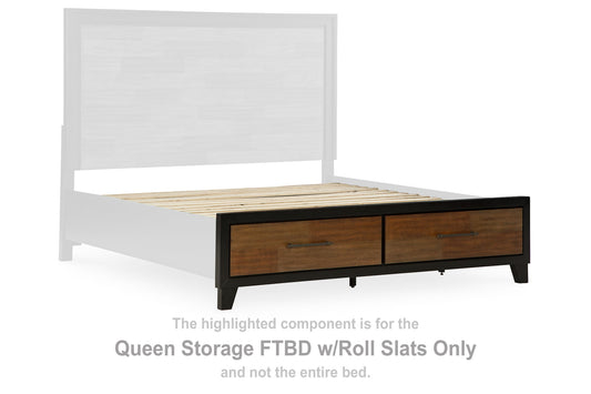 Kraeburn - Queen Storage Footboard With Roll Slats - Brown / Black