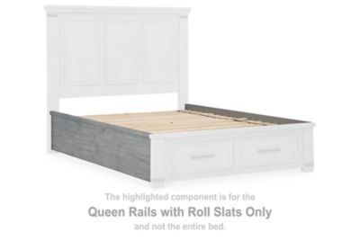 Russelyn - Queen Rails with Roll Slats - Gray